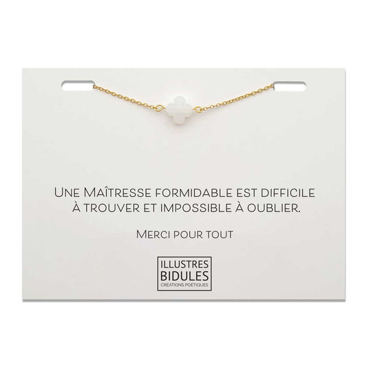 Bracelet Diane trèfle blanc - doré