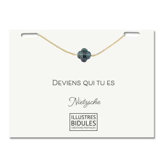 Bracelet Diane trèfle bleu de prusse - doré