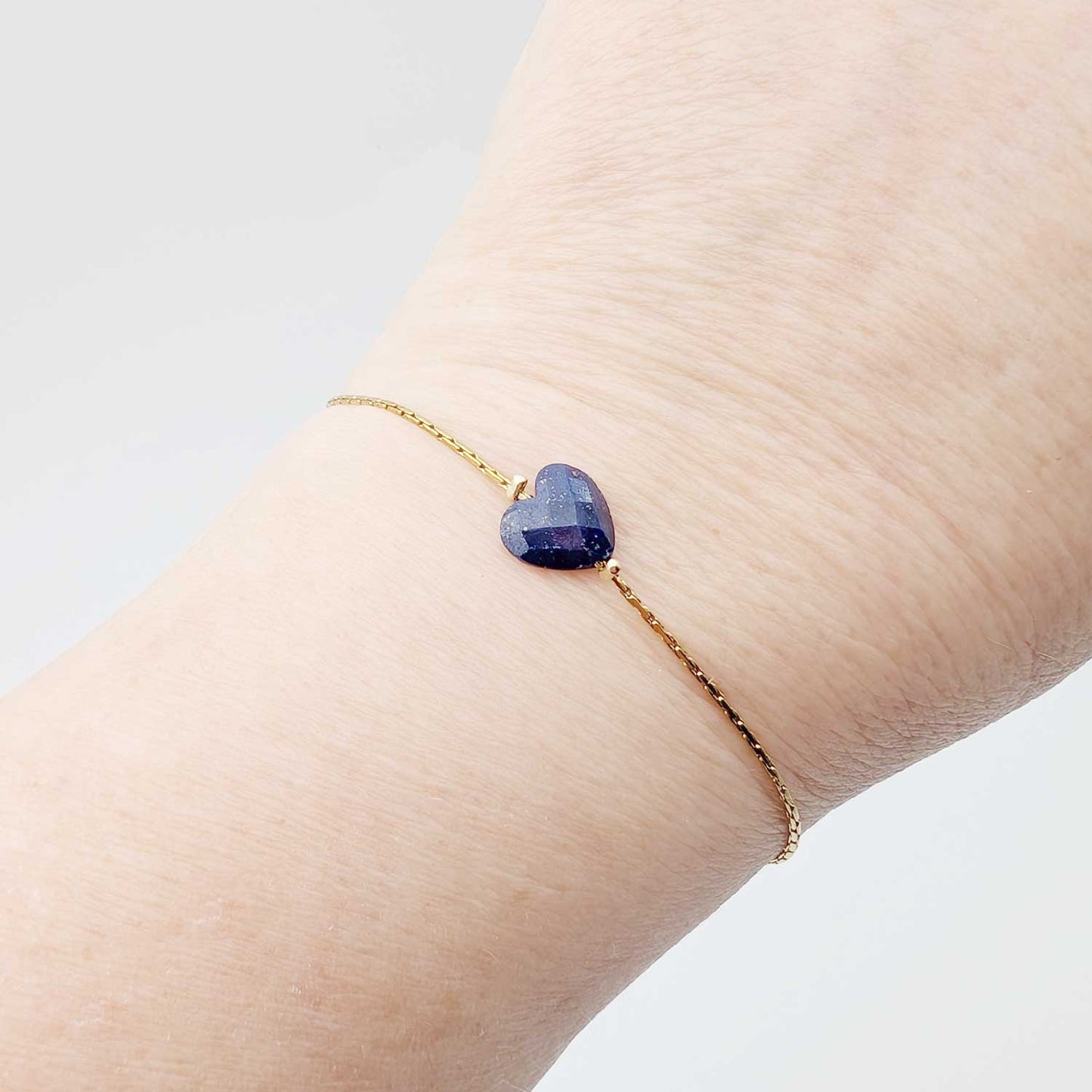 Bracelet Isadora coeur lapis-lazuli - Ma mamie m’est nécessaire comme mon cœur