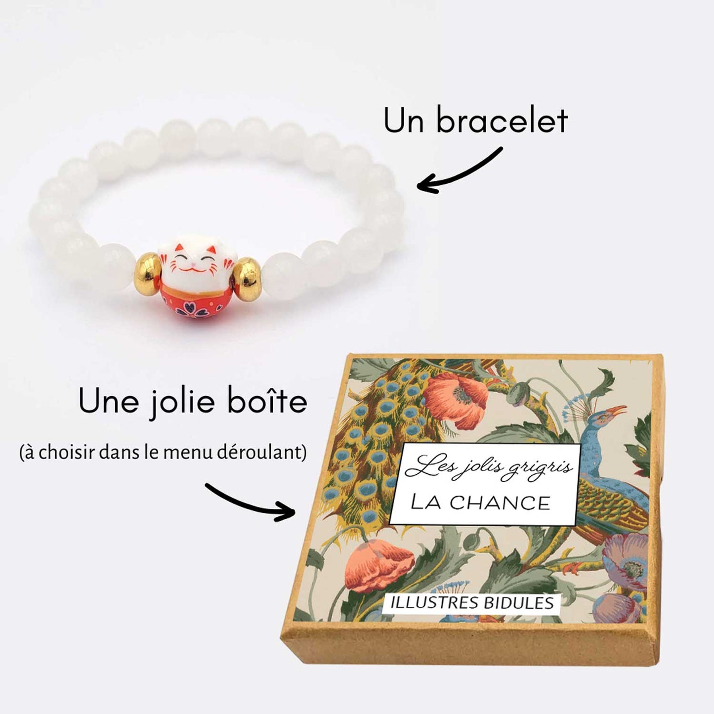 bracelet porte bonheur femme chat maneki neko