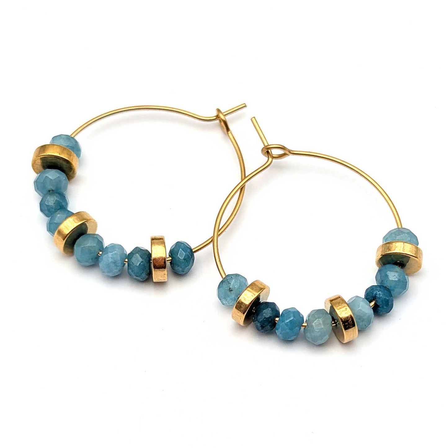 Créoles Louise - jade teintée bleu
