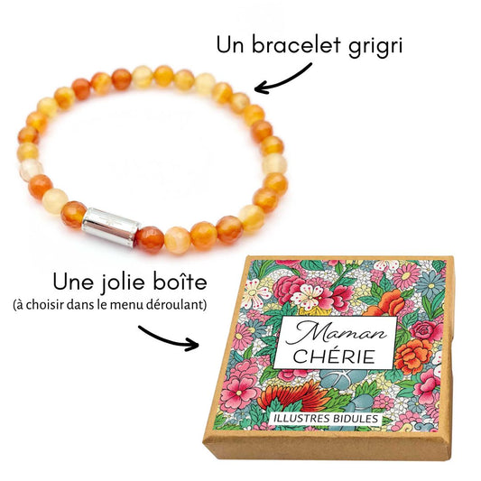 Bracelet Grigri cornaline - argenté - Maman chérie