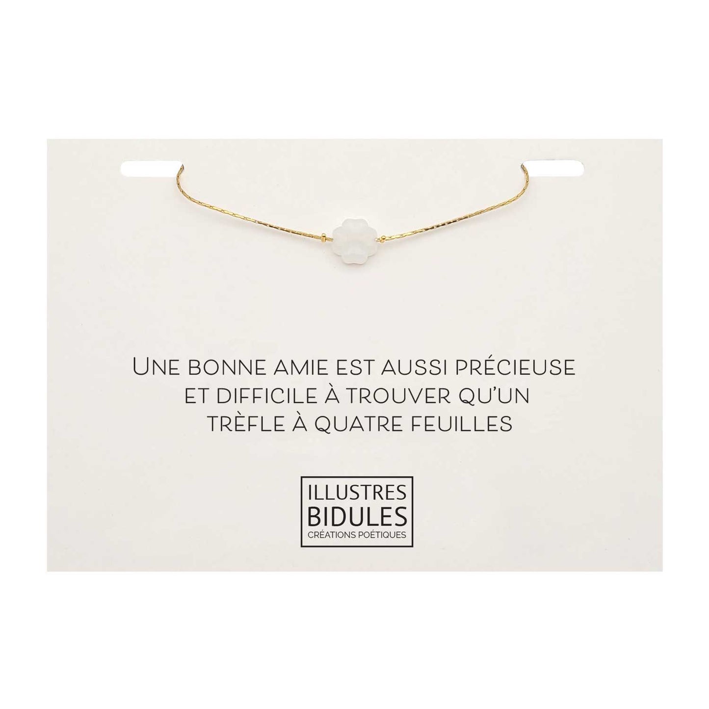 Bracelet Isadora trèfle vert ou blanc - Doré
