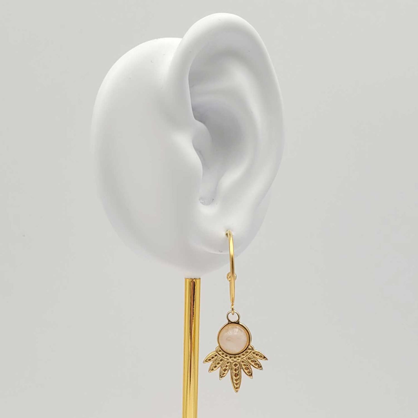 Boucles d'oreilles Carole avec quartz rose