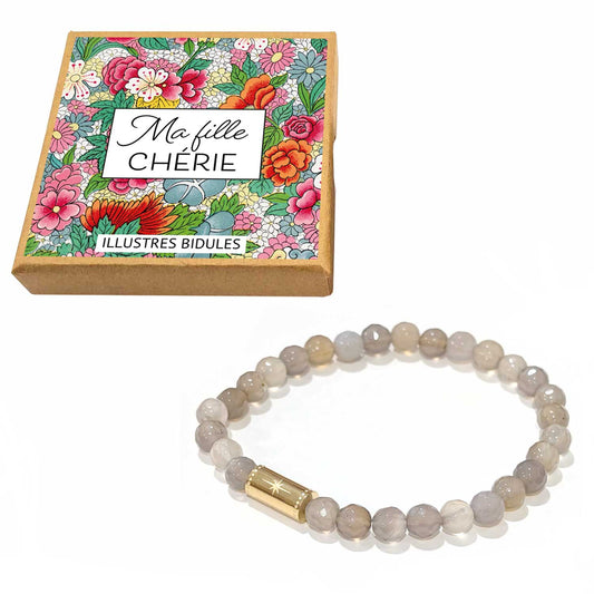 Bracelet agate grise – Ma fille chérie