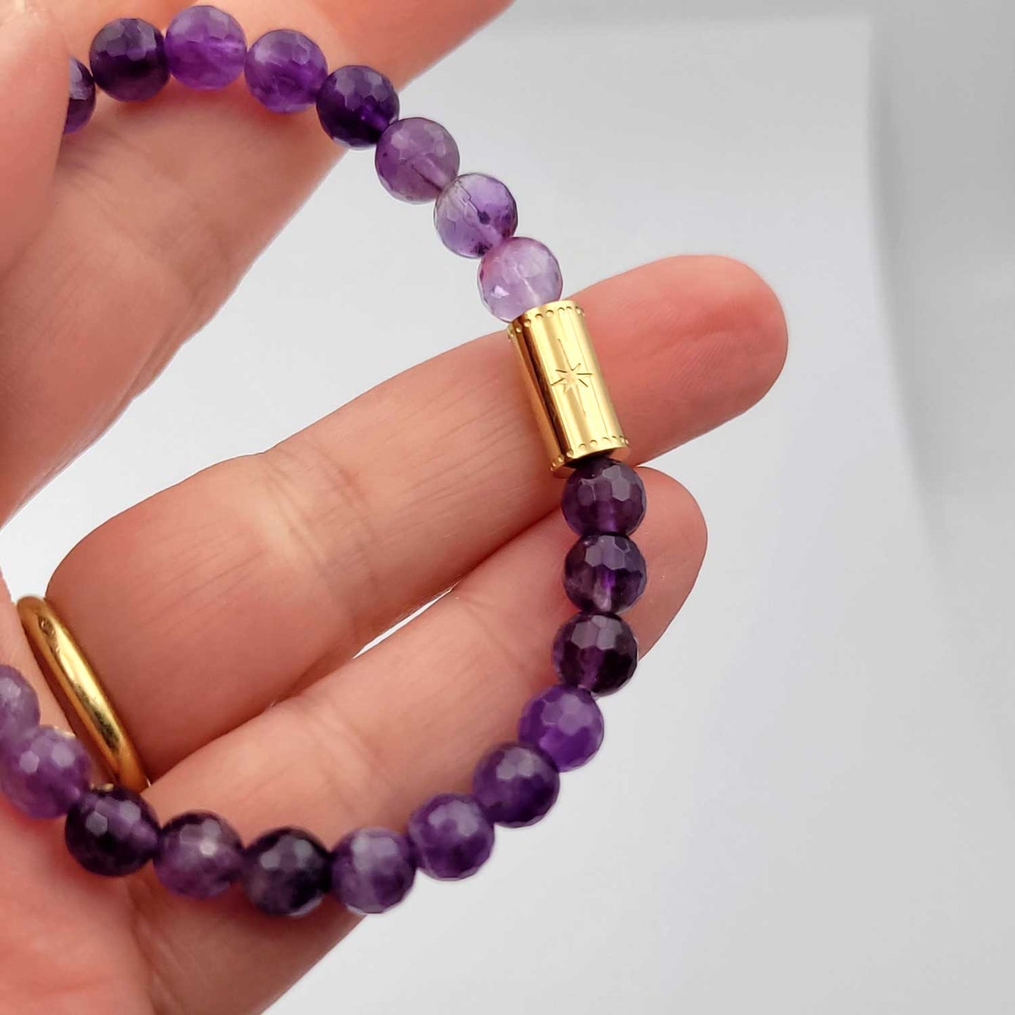 Bracelet Grigri améthyste - argenté ou doré