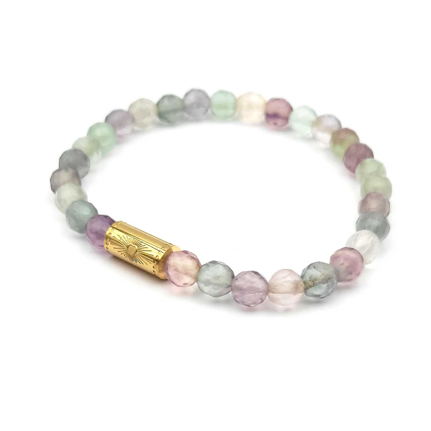 Bracelet grigri fluorite avec perle cœur doré - détail