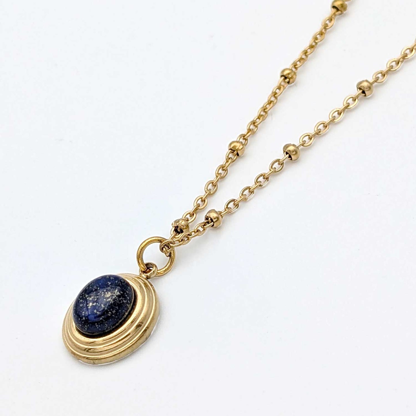 Cadeau citation destin - Collier Lucille doré avec jade bleue