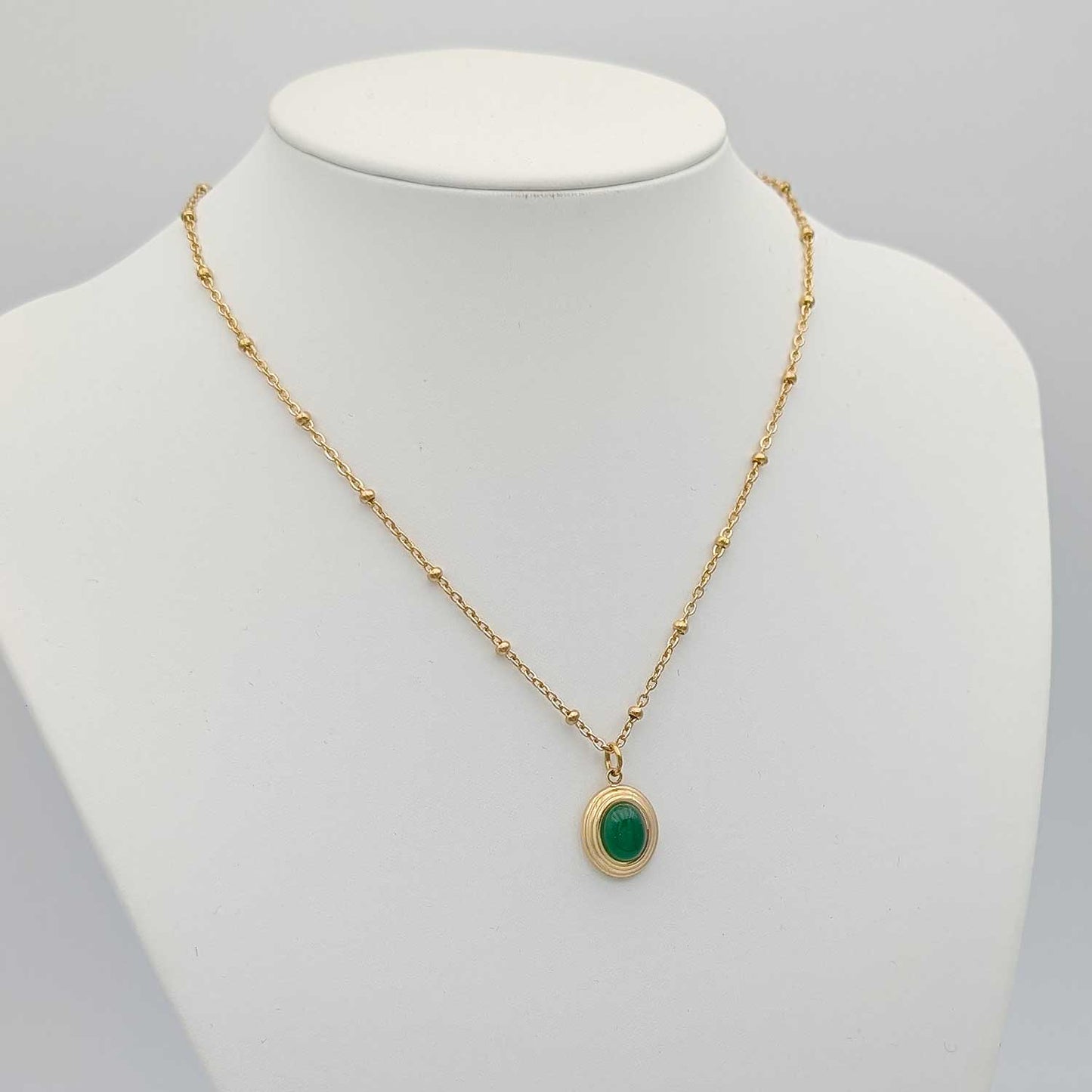 Demande témoin mariage - Collier Lucille doré avec jade verte