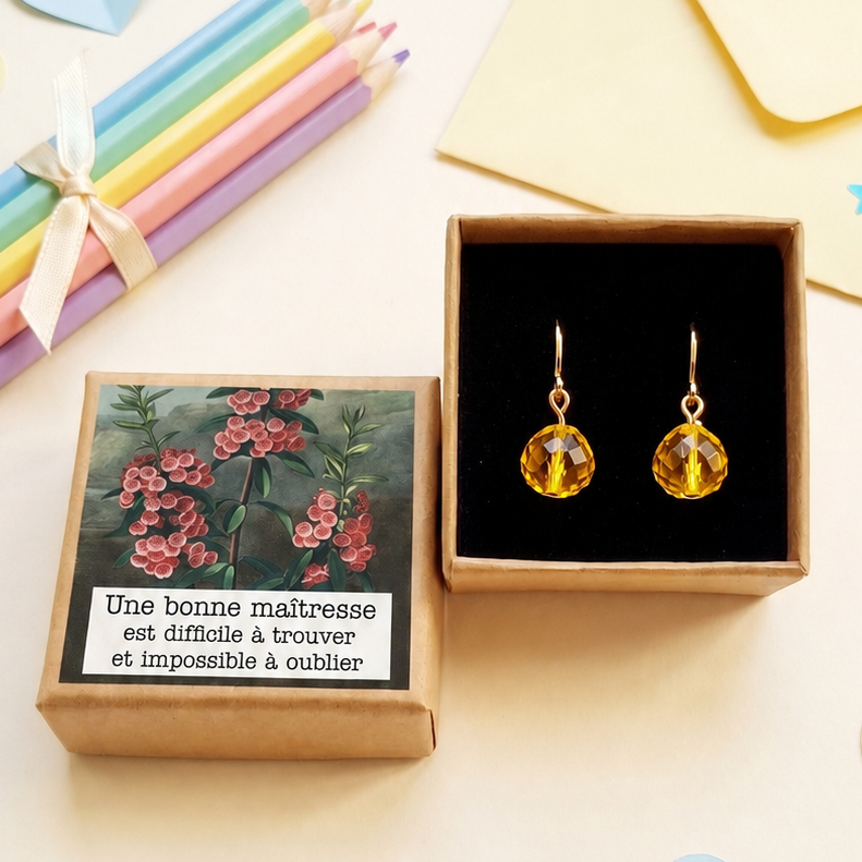 Dormeuses miel dorées – cadeau maîtresse fin d’année