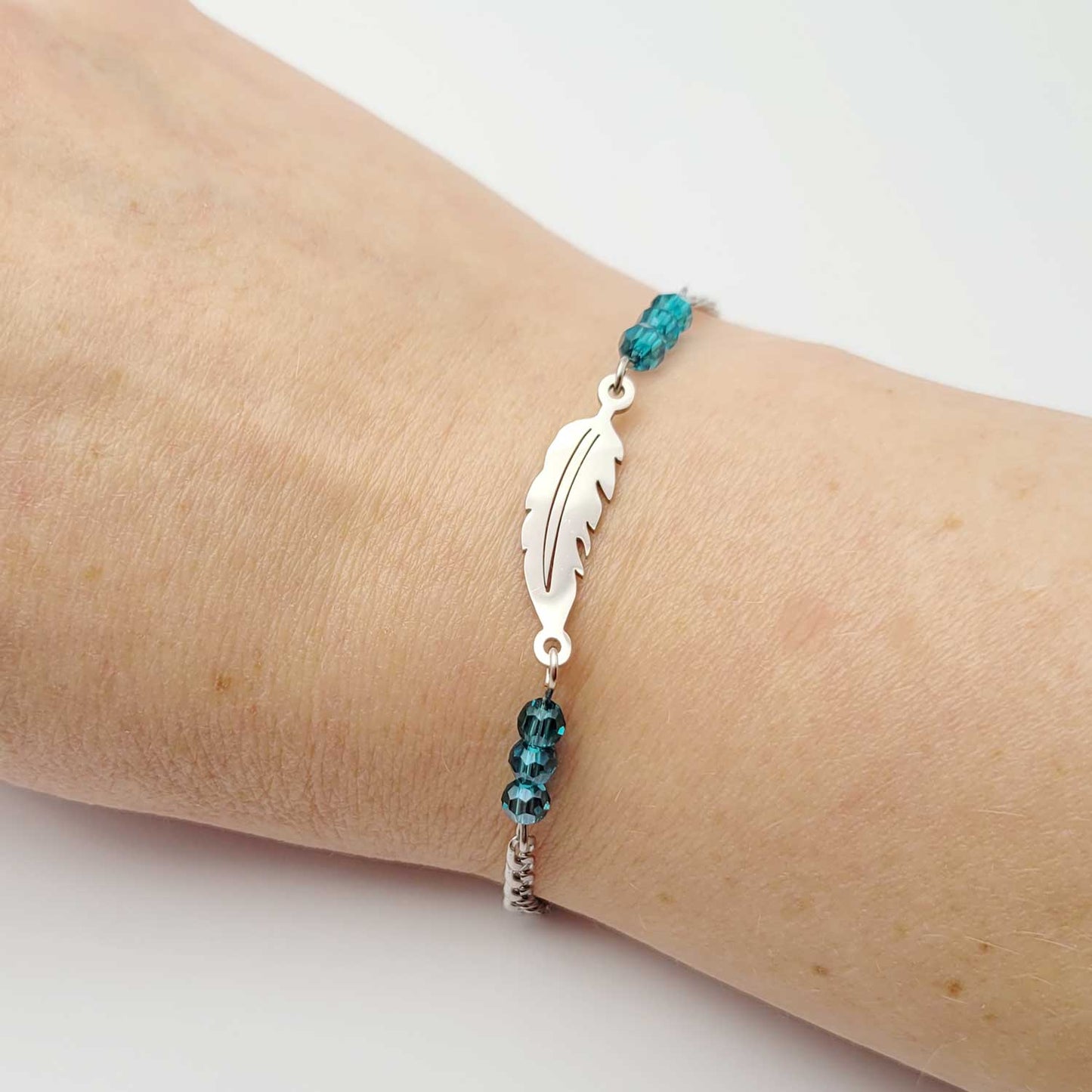 Bracelet Inox plume v2: Merci ma nounou de m'avoir donné tant d'amour