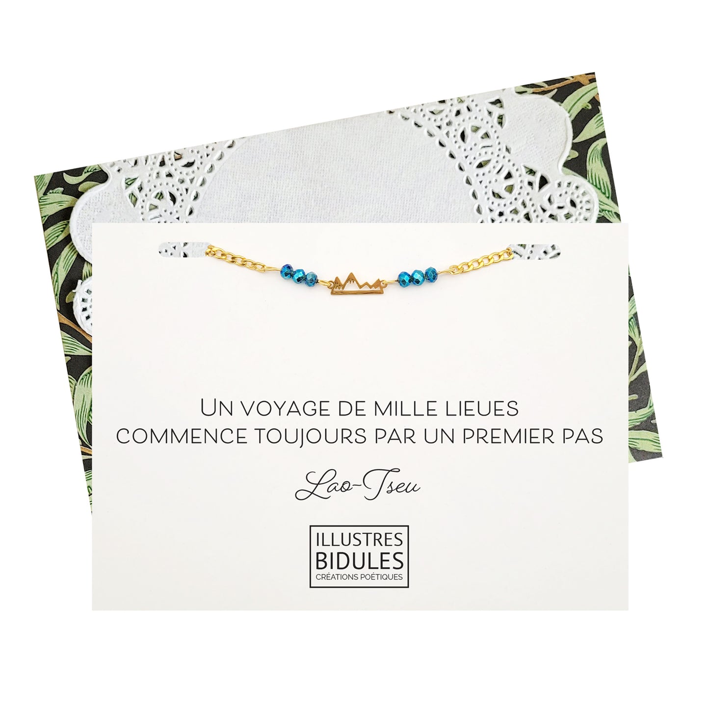 Bracelet Inox montagne doré - Un voyage de mille lieues