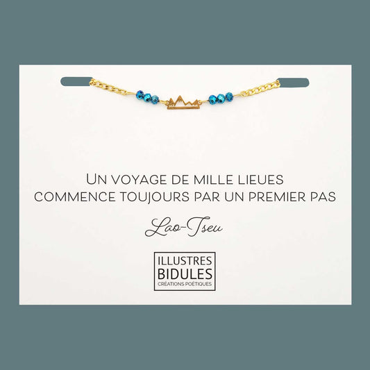 Bracelet Inox montagne doré - Un voyage de mille lieues