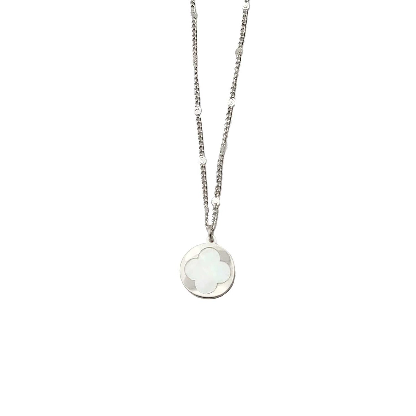 Collier trèfle argenté