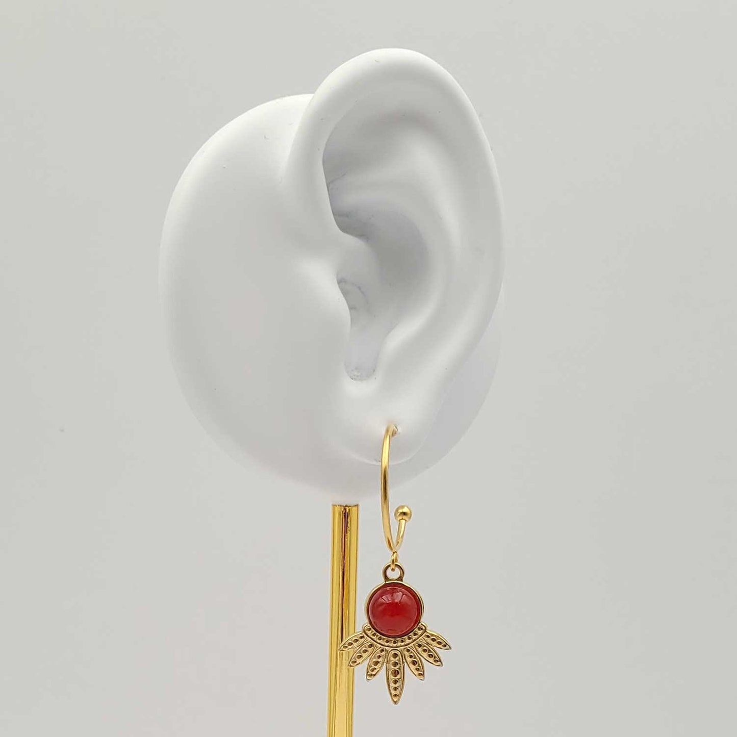Boucles d'oreilles Carole avec Jade rouge