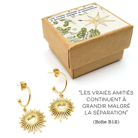 Boucles d'oreilles Gloria avec coeur ex-voto - doré