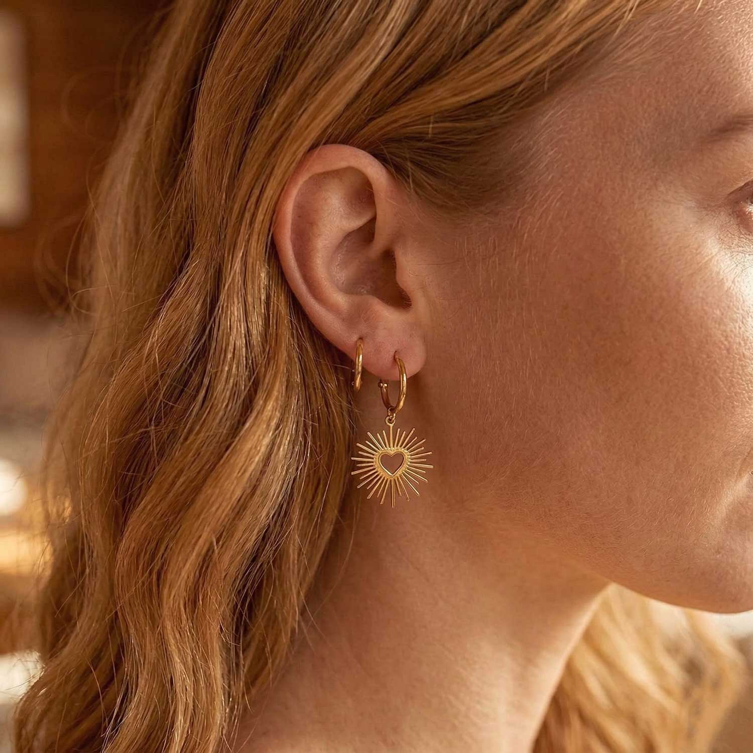 BOBIJOO JEWELRY - Modèle Sara Paire de Boucles d'oreilles Gitane Savoyardes Vierge pour femme Plaqué Doré Or
