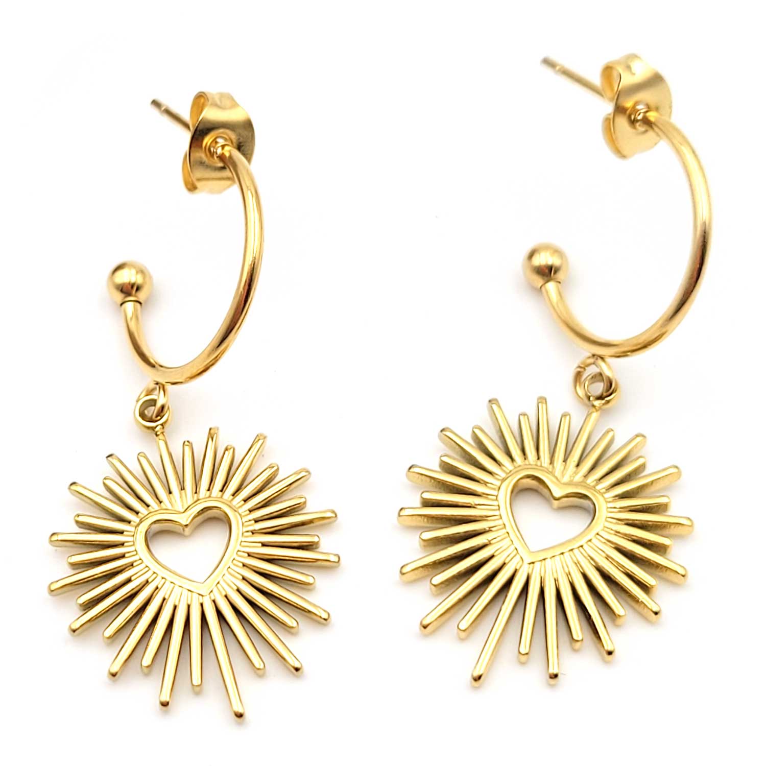 boucles d'oreilles ex-voto acier inoxydable doré