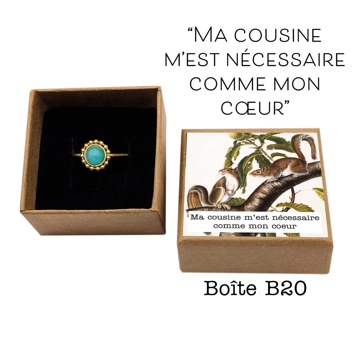 Bague Ninon amazonite doré réglable