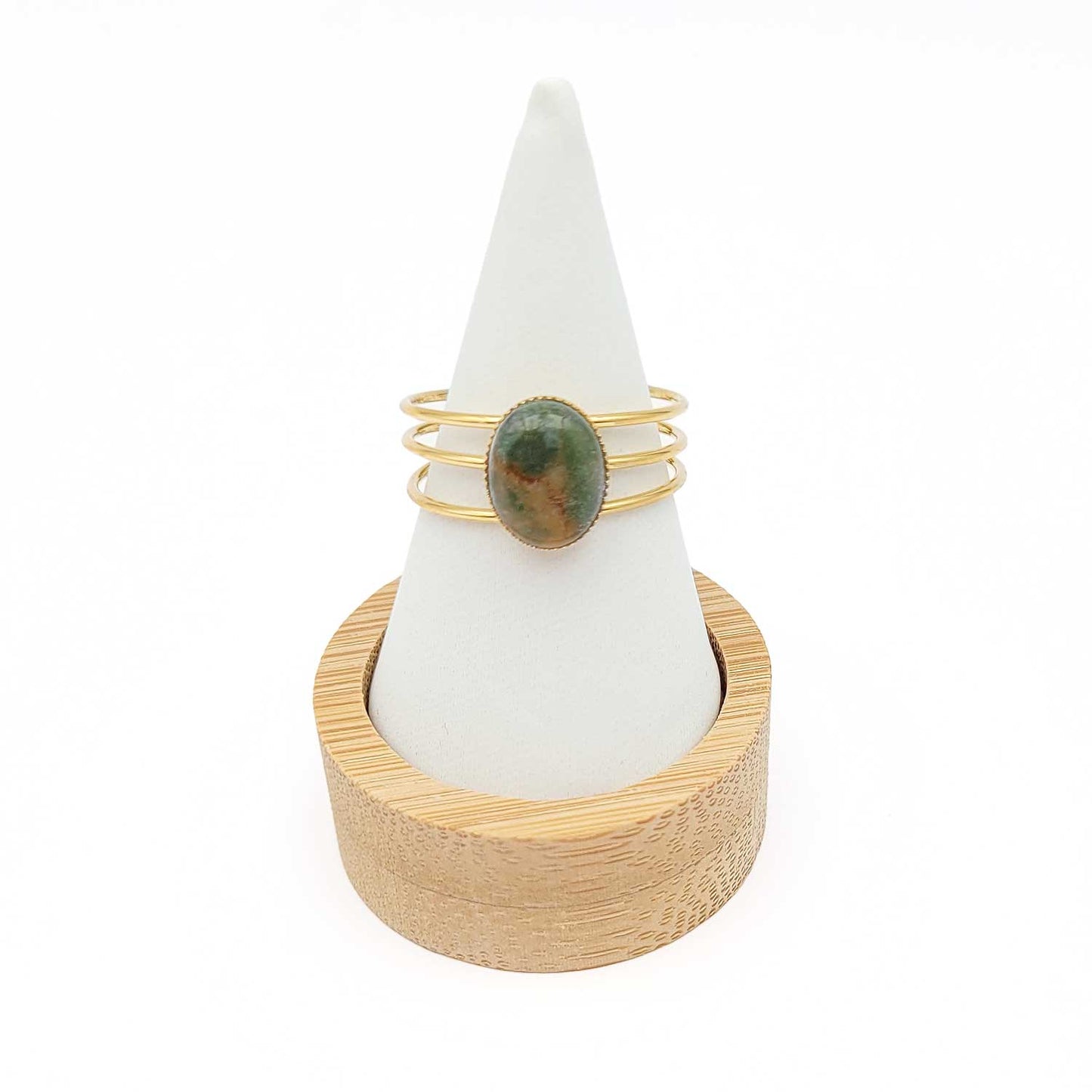 Bague Olympe agate indienne bicolore2 - doré - 56-58