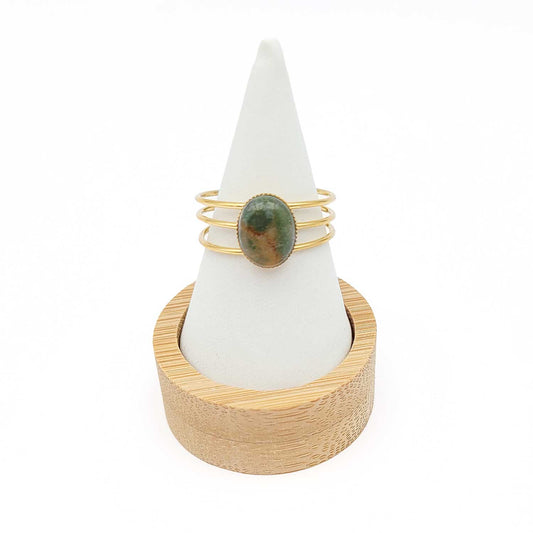 Bague Olympe agate indienne bicolore2 - doré - 56-58