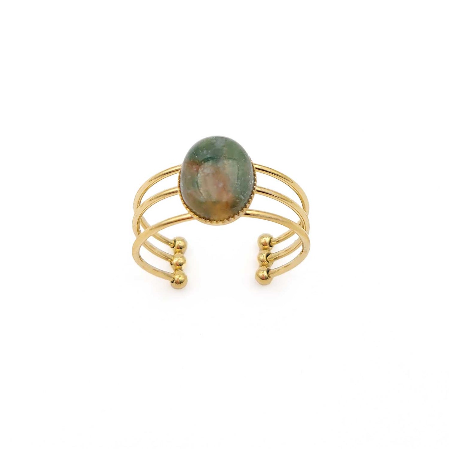 Bague Olympe agate indienne bicolore2 - doré - 56-58