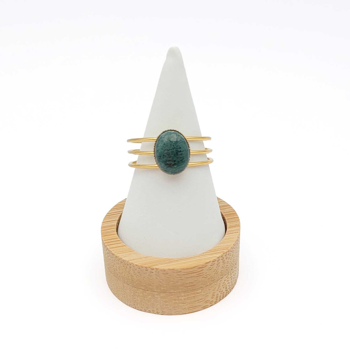 Bague Olympe agate indienne verte V2 - doré - 55-57