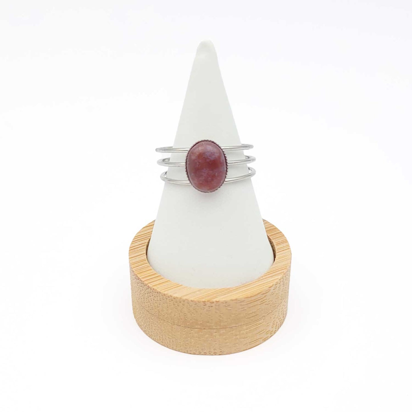Bague Olympe agate indienne rose - argenté 57-59