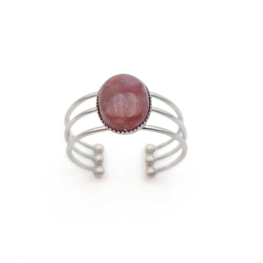 Bague Olympe agate indienne rose - argenté 57-59