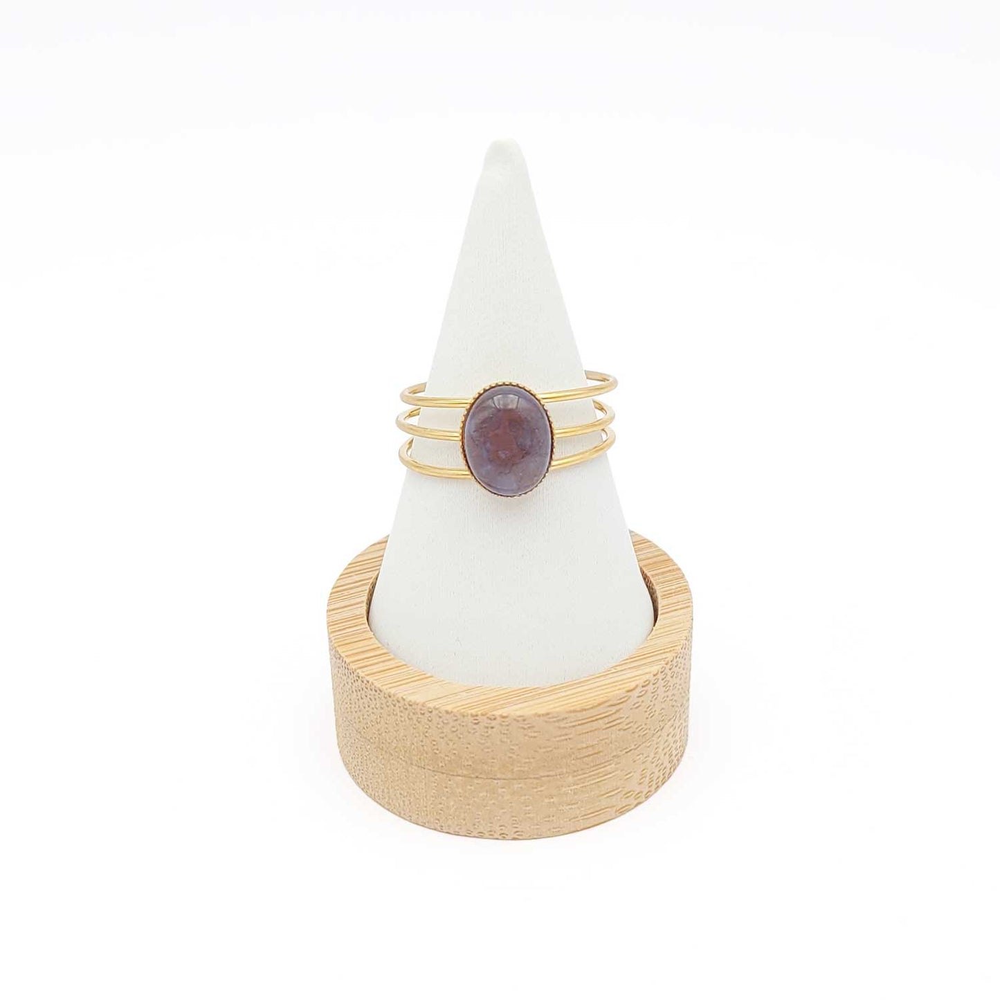 Bague Olympe agate indienne rose - doré - 55-57