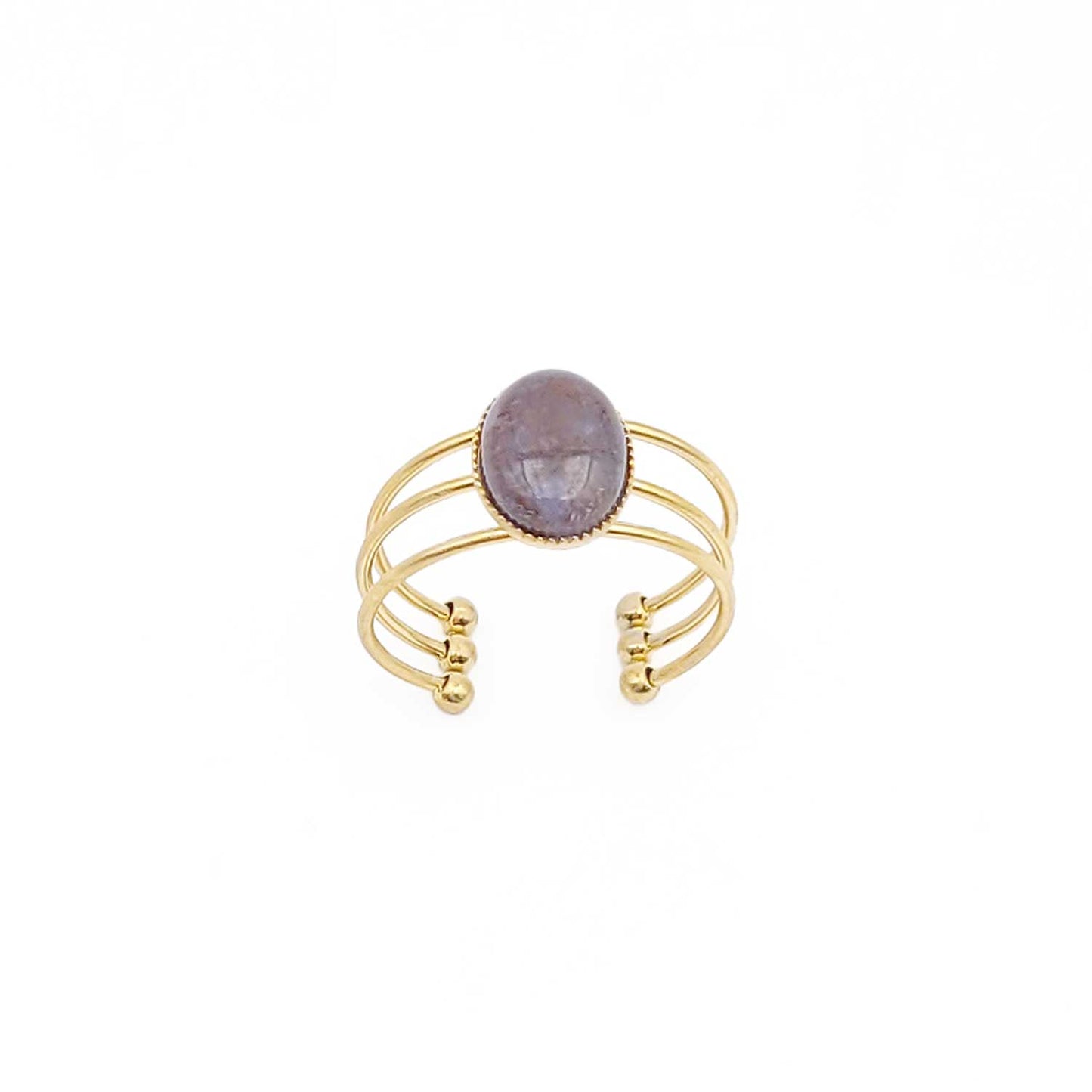 Bague Olympe agate indienne rose - doré - 55-57