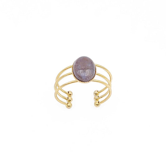 Bague Olympe agate indienne rose - doré - 55-57