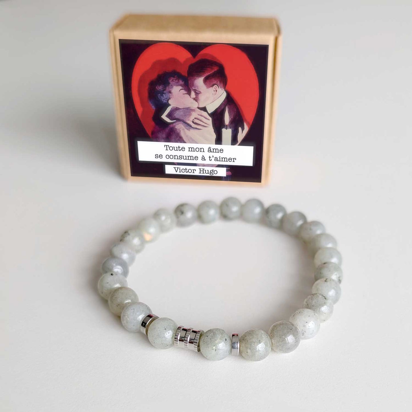 Bracelet homme Ernest 8mm Labradorite gris clair