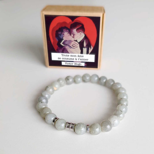 Bracelet homme Ernest 8mm Labradorite gris clair