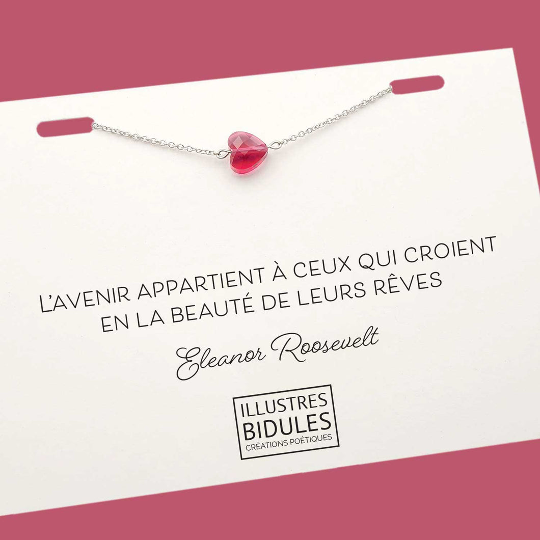 Illustres Bidules Bracelet Diane coeur cherry - argenté