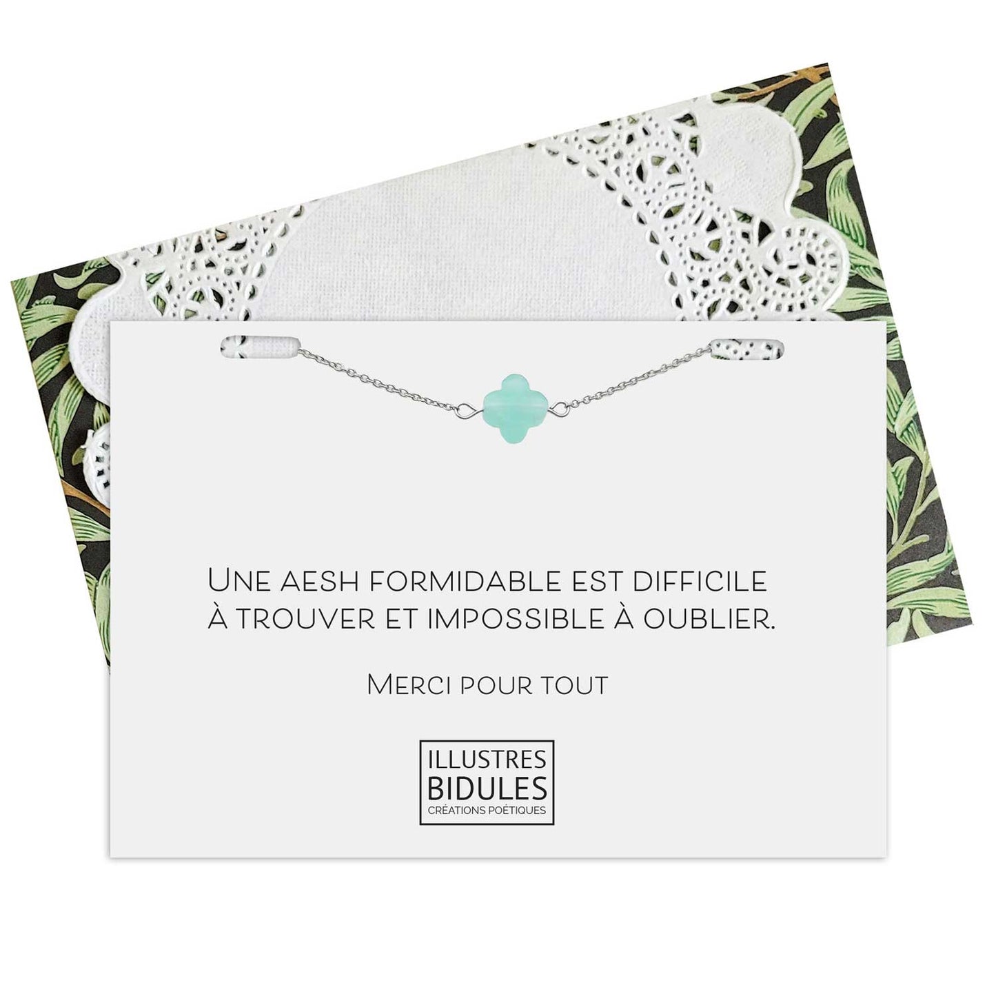 Bracelet Diane trèfle mint - argenté