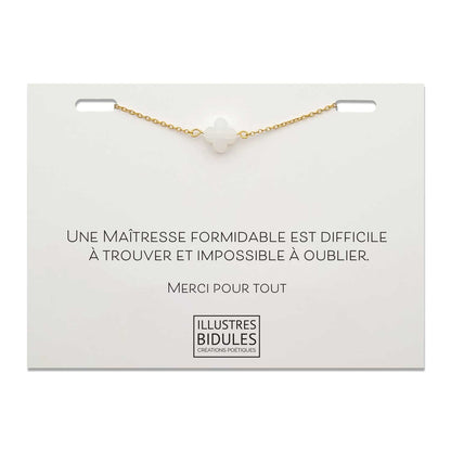 Bracelet Diane trèfle blanc - doré