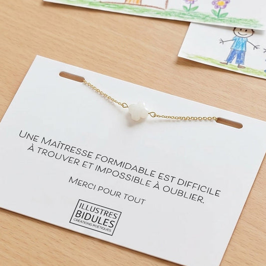 Bracelet Diane trèfle blanc - doré
