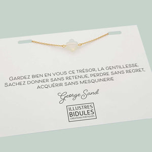 Bracelet Diane trèfle blanc irisé - doré Illustres Bidules