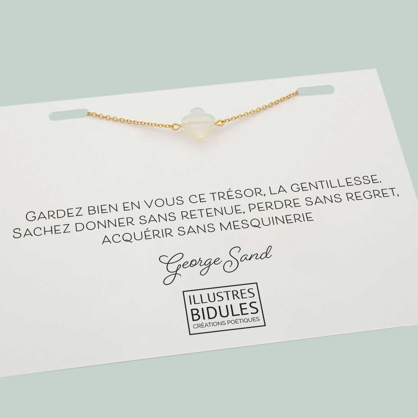 Bracelet Diane trèfle blanc irisé - doré
