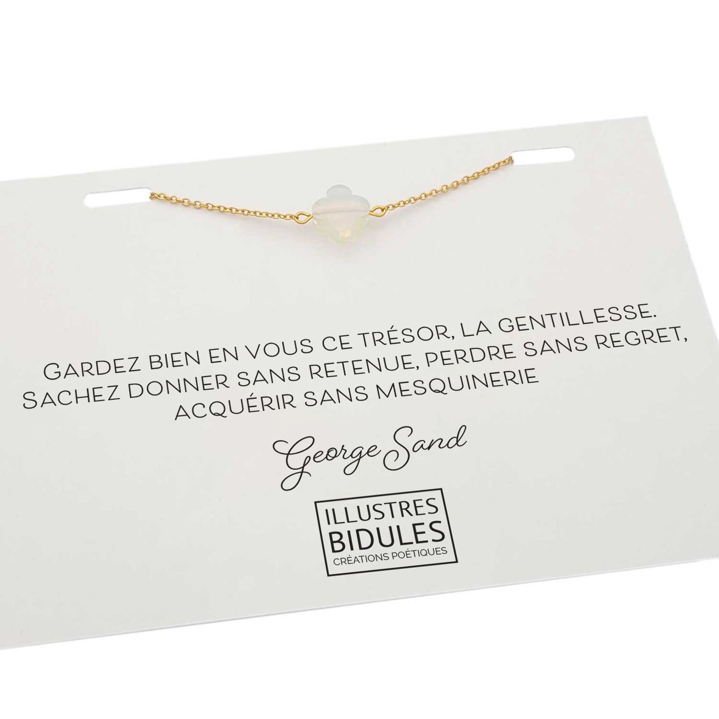 Bracelet Diane trèfle blanc - doré