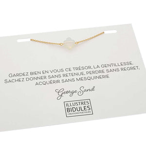 Bracelet Diane trèfle blanc irisé - doré Illustres Bidules