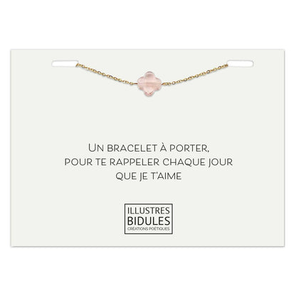 Bracelet Diane trèfle rose - doré