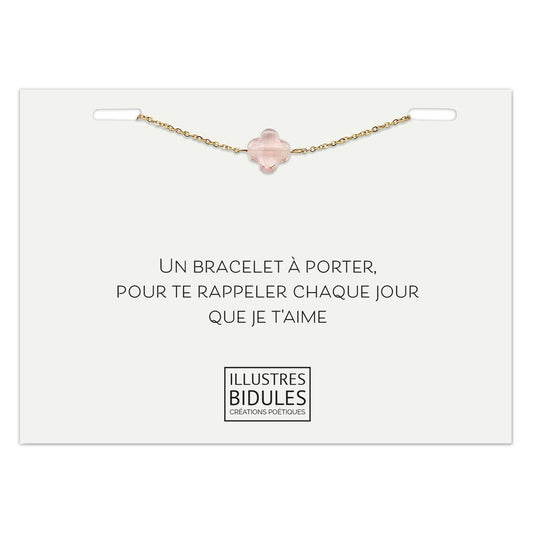 Bracelet Diane trèfle rose - doré