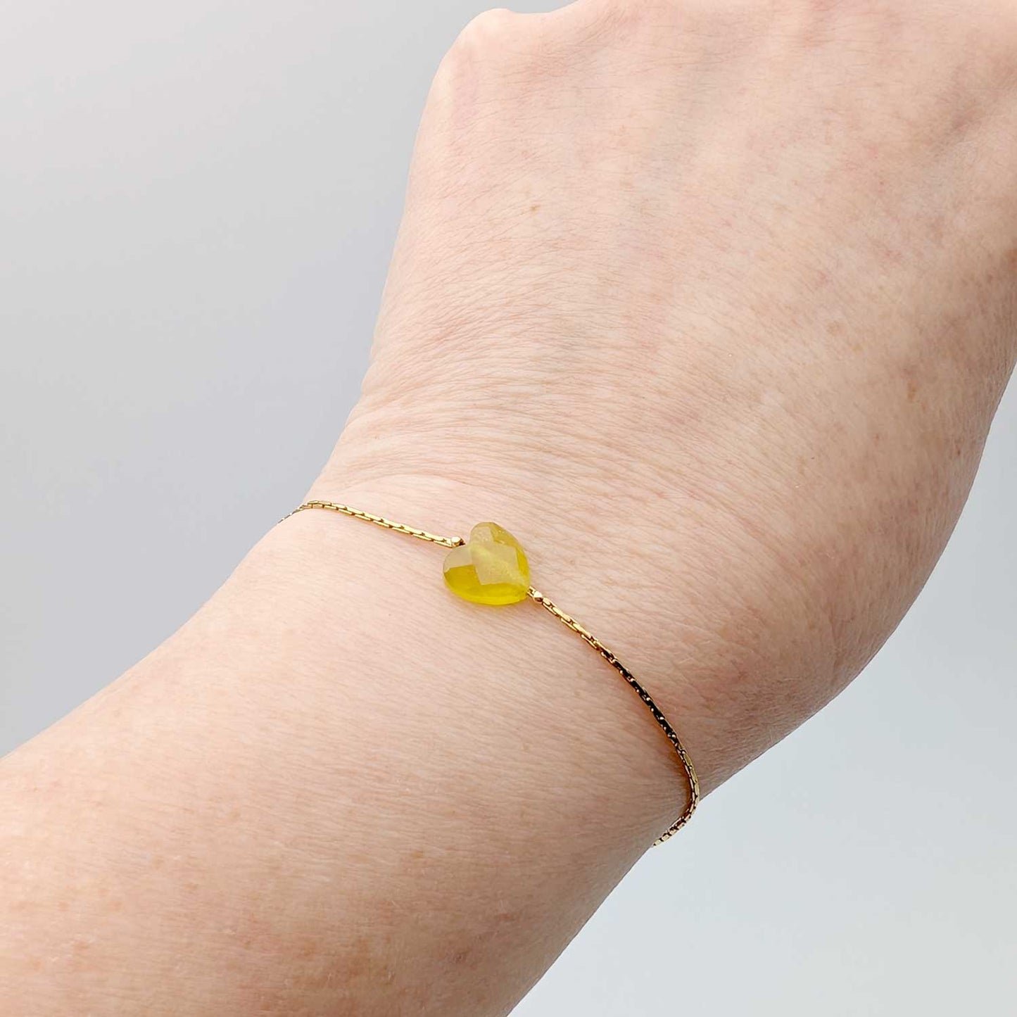 Bracelet Isadora coeur jade jaune - Une petite lumière pour les jours gris