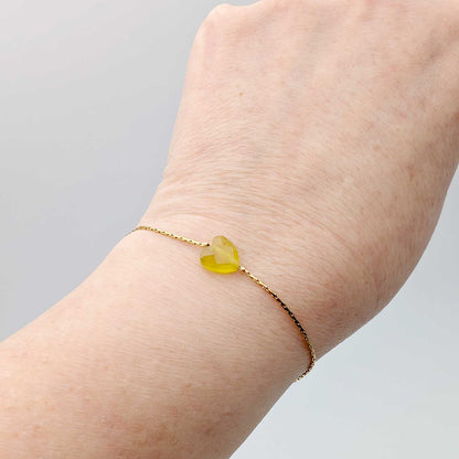 Bracelet Isadora coeur jade jaune - Une petite lumière pour les jours gris