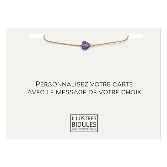 Bracelet Isadora coeur améthyste foncé - Carte personnalisable