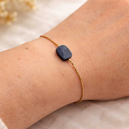 bracelet minimaliste lapis-lazuli acier inoxydable doré