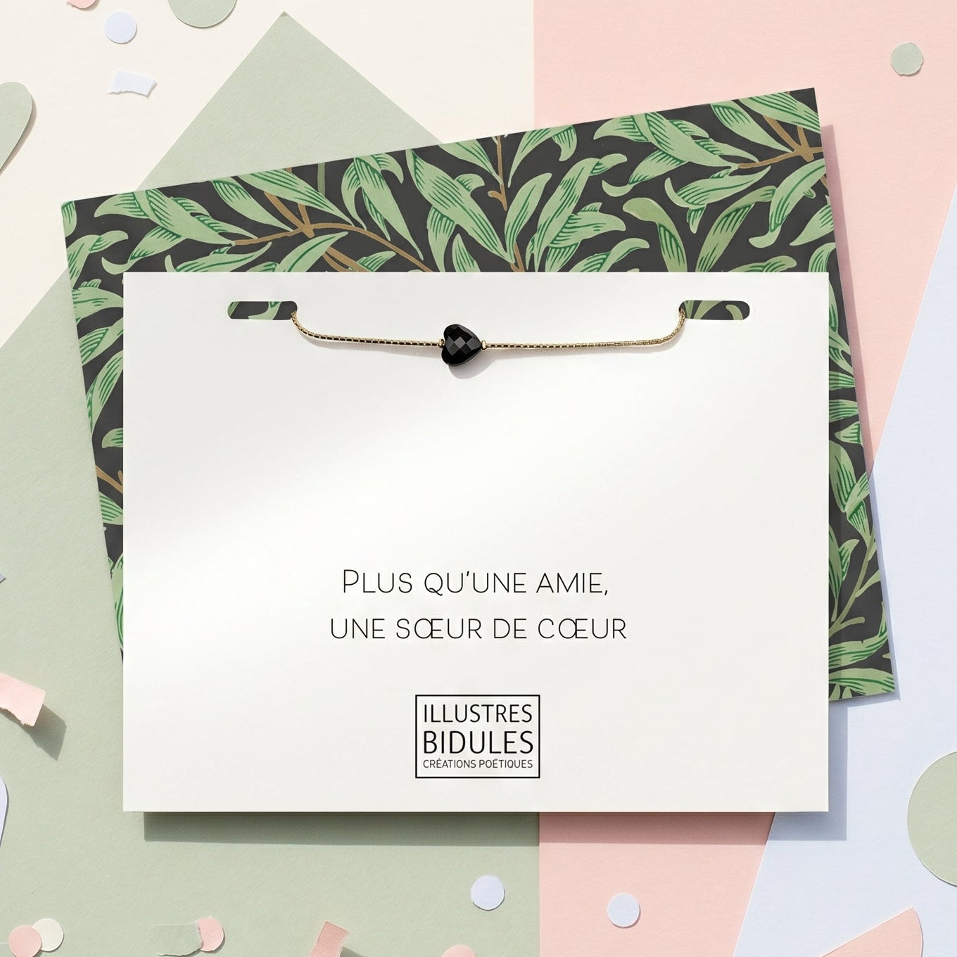 Bracelet Isadora coeur obsidienne - Plus qu'une amie, une soeur de coeur