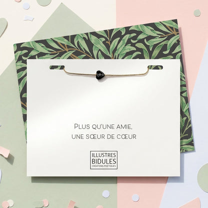 Bracelet Isadora coeur obsidienne - Plus qu'une amie, une soeur de coeur